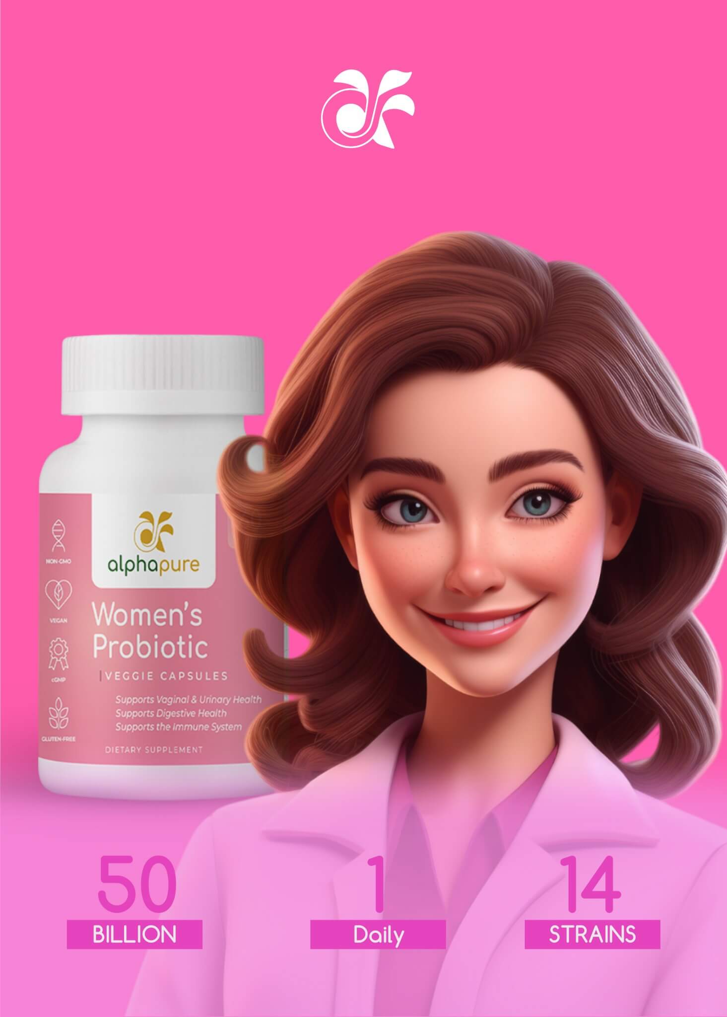 Women's Probiotics with prebiotics Veggie Capsules - Alphapure Supplements